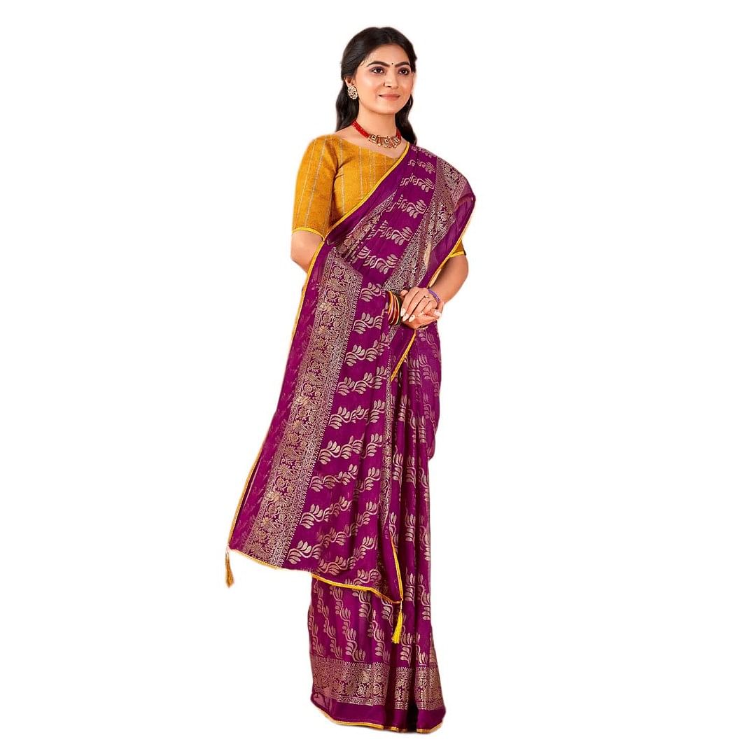 Authenzaa Women Saree RRWS010 Purple 