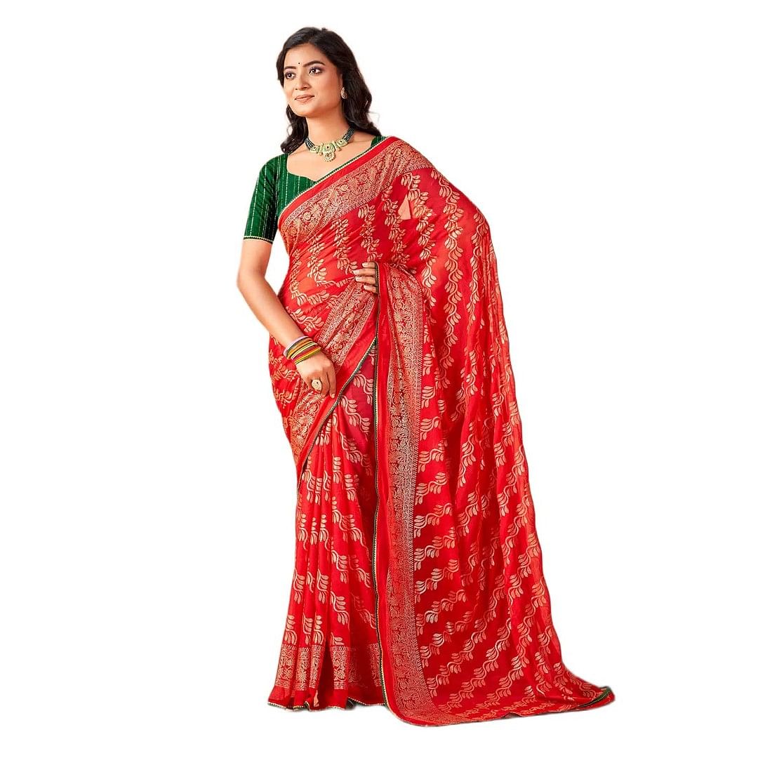 Authenzaa Women Saree RRWS010 Red 