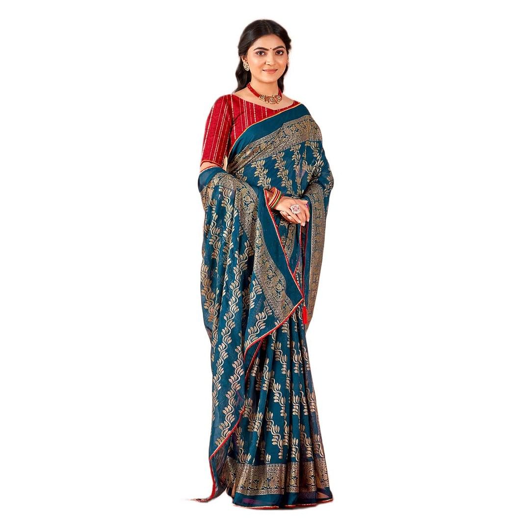 Authenzaa Women Saree RRWS010 Blue 