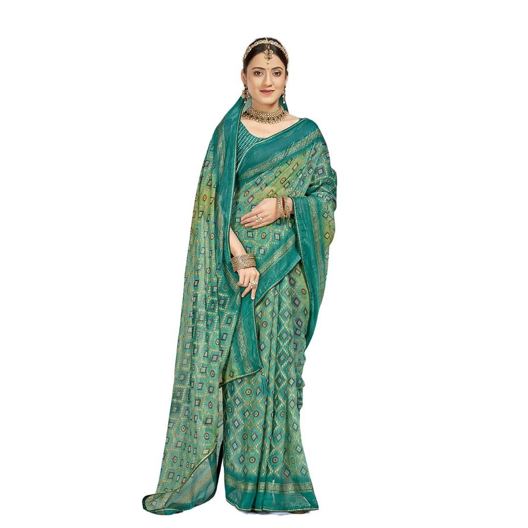 Authenzaa Women Saree RRWS011 Green 