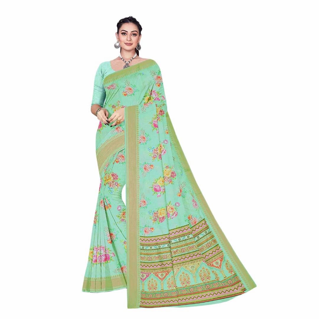 Authenzaa Women Saree RRWS013 Light Green 