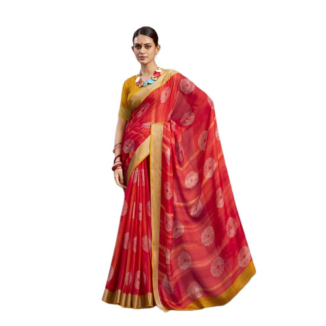 Authenzaa Women Saree SCWS011 Red 