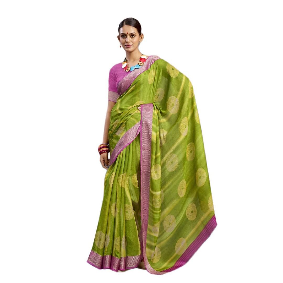 Authenzaa Women Saree SCWS011 Light Green 