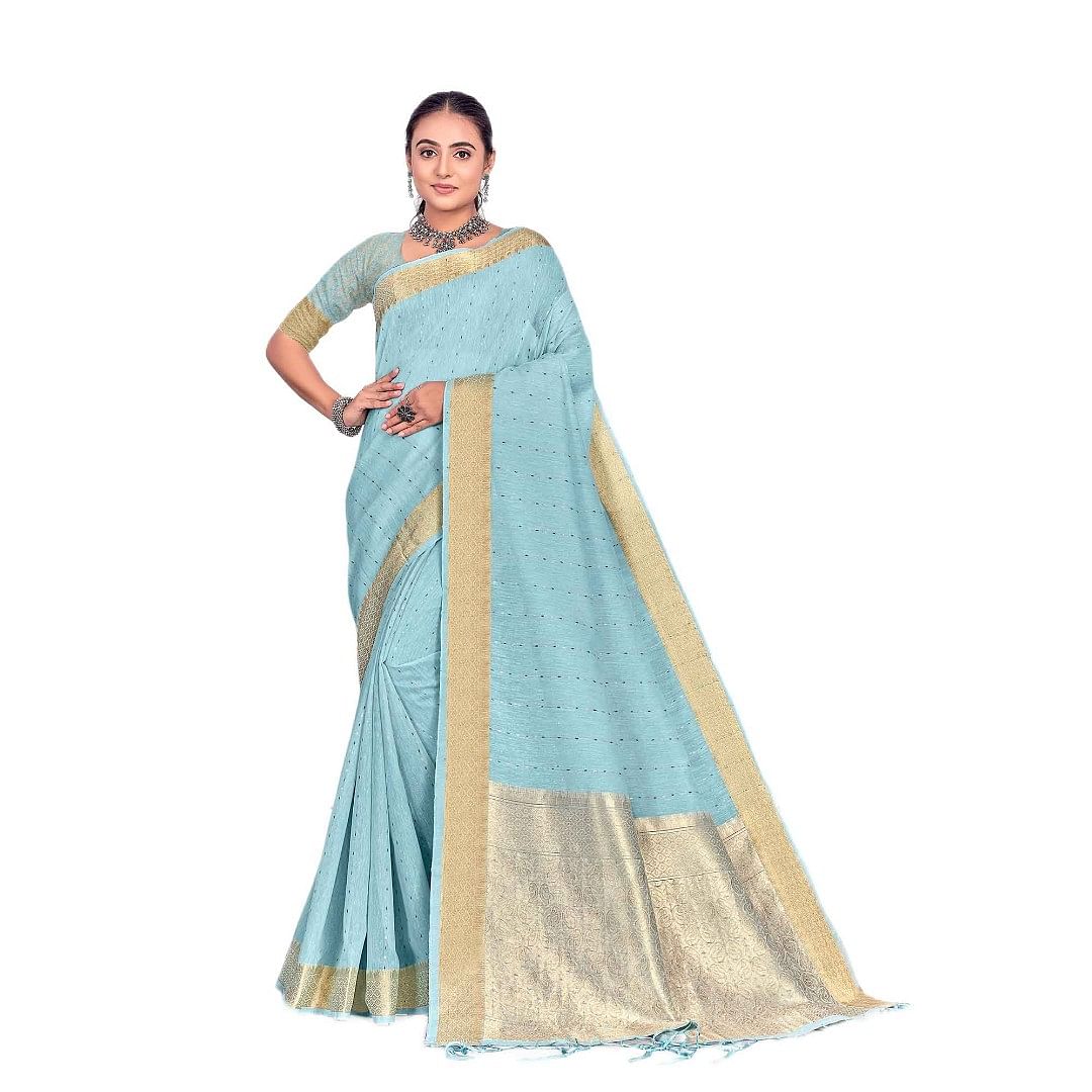 Authenzaa Women Saree YIWS026 Light Blue 