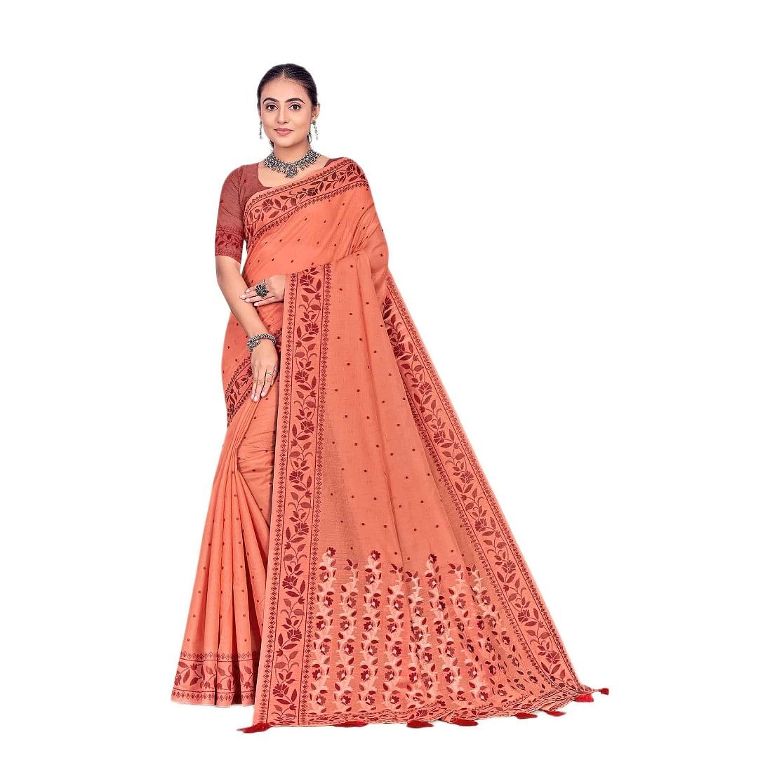 Authenzaa Women Saree YIWS034 Orange 