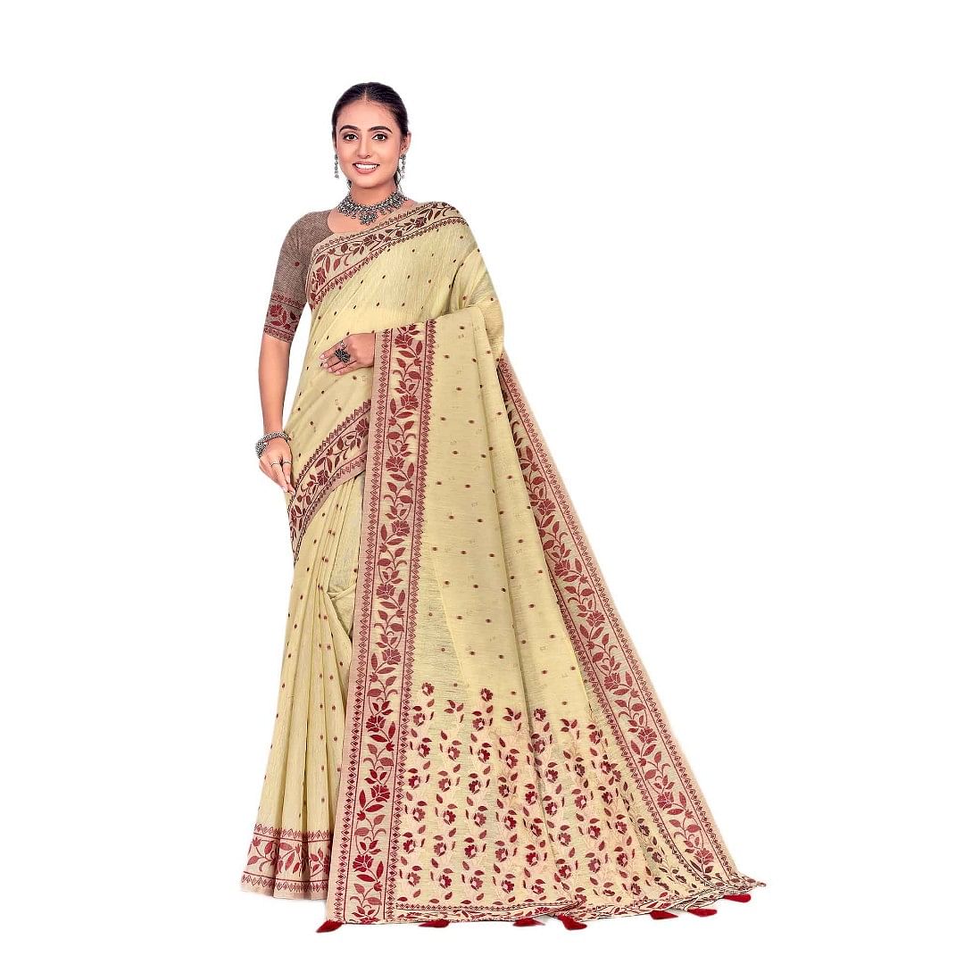 Authenzaa Women Saree YIWS034 Cream 