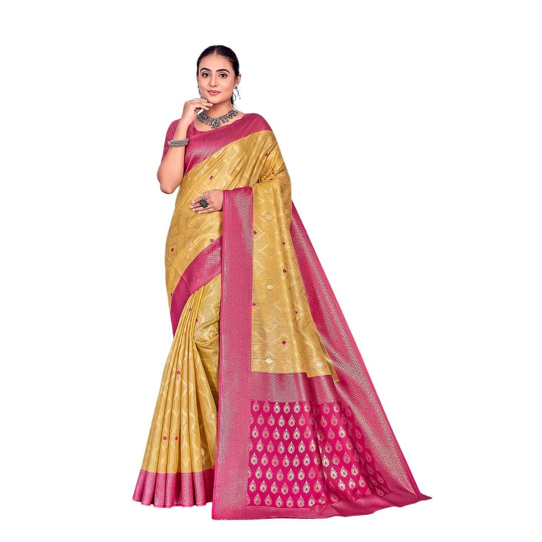 Authenzaa Women Saree YIWS038 Golden 