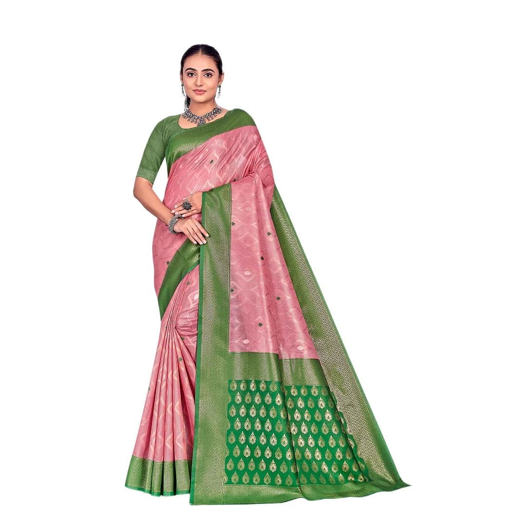 Authenzaa Women Saree YIWS038 Pink 