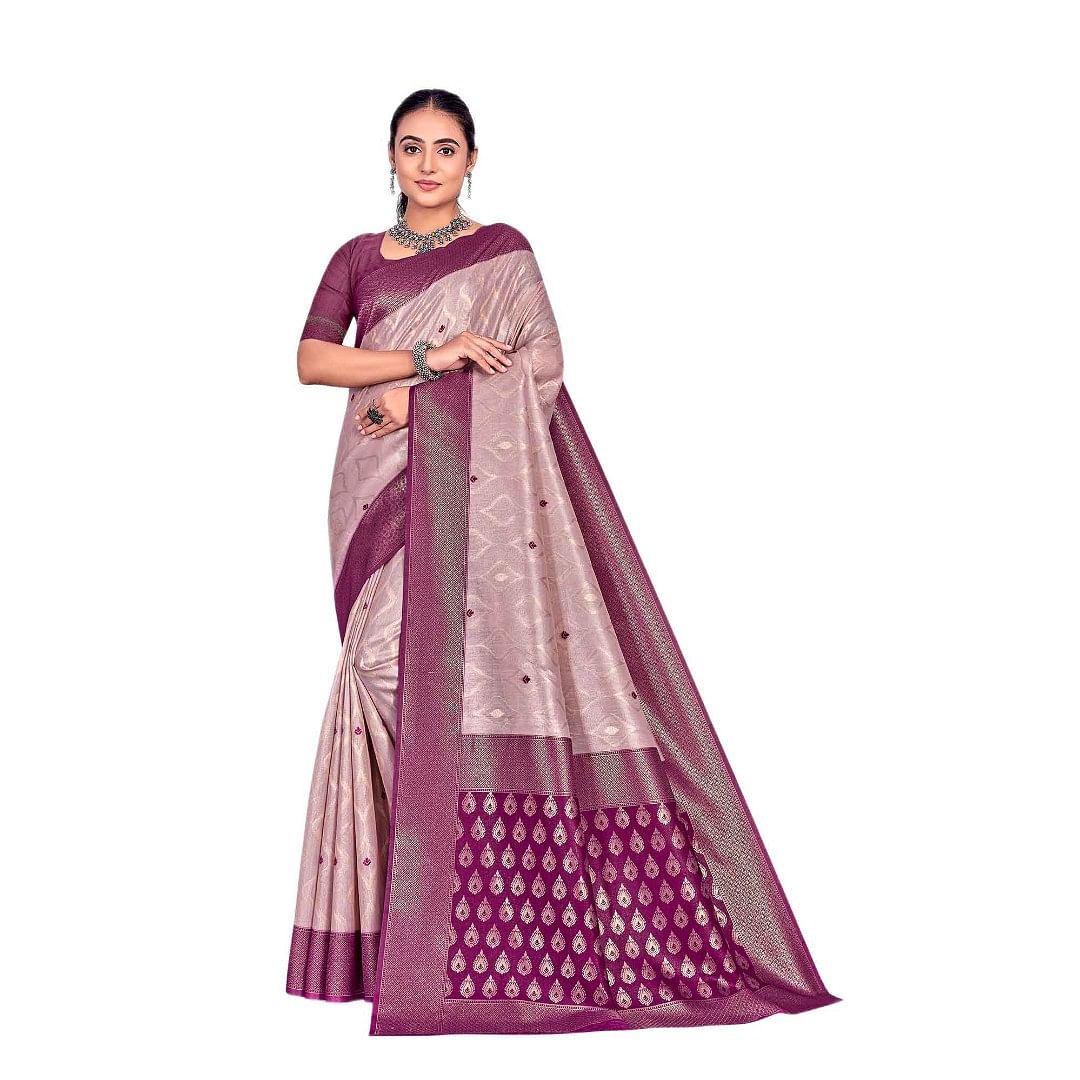 Authenzaa Women Saree YIWS038 Lavender 