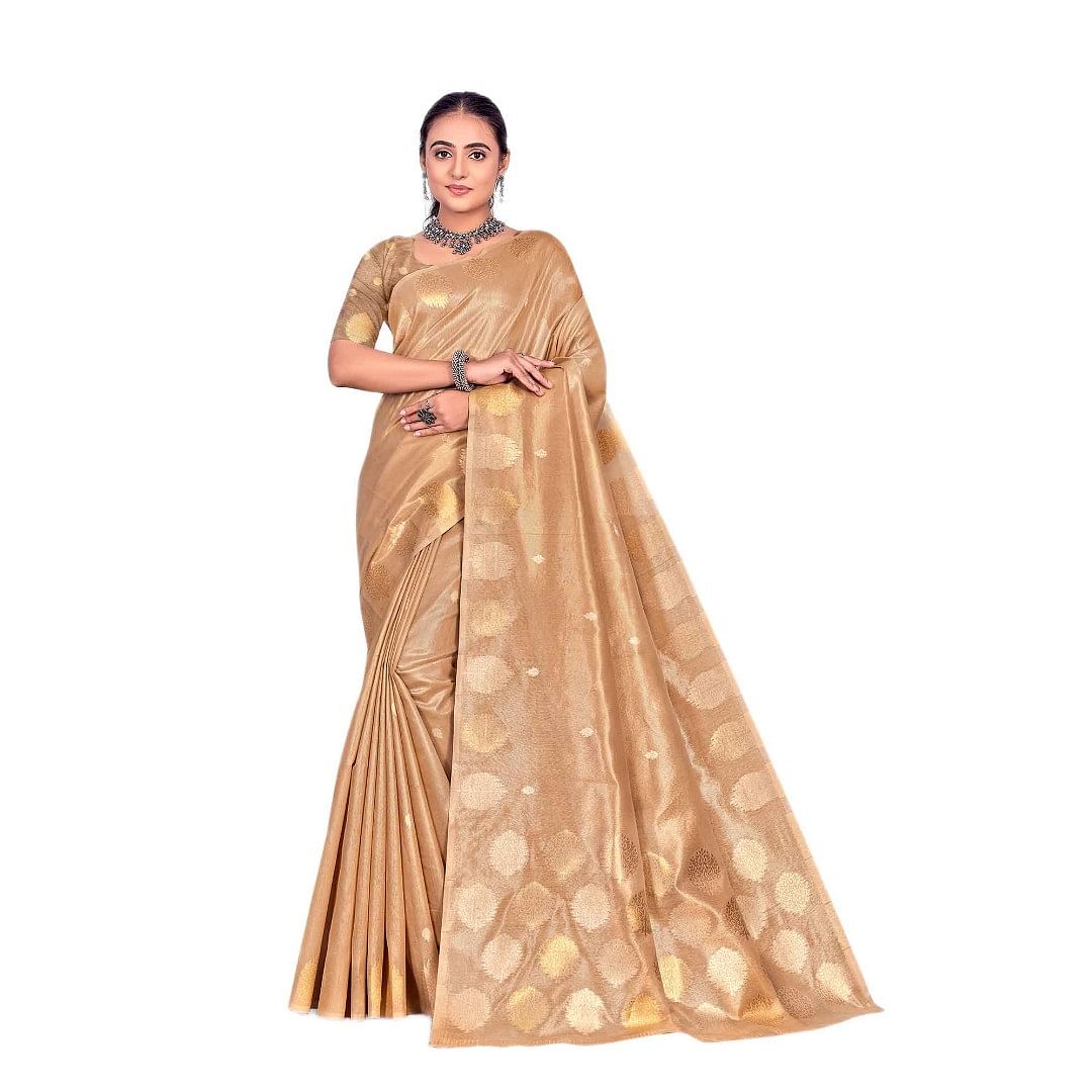 Authenzaa Women Saree YIWS039 Brown 