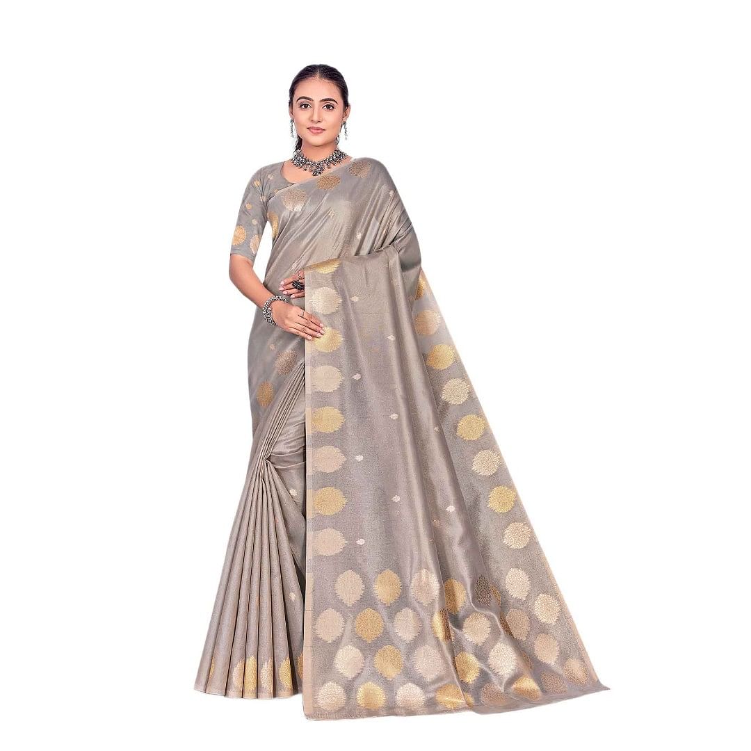 Authenzaa Women Saree YIWS039 Grey 