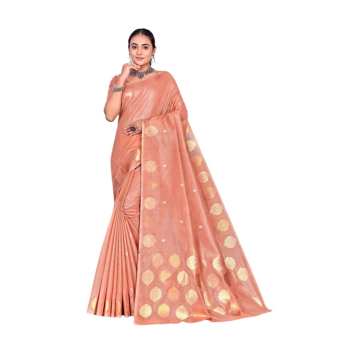 Authenzaa Women Saree YIWS039 Peach 