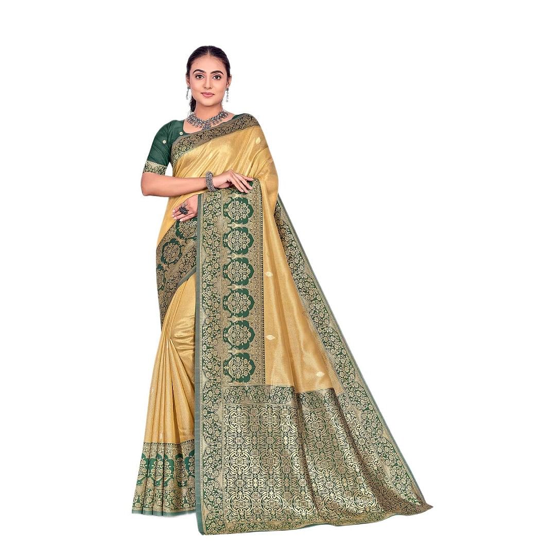 Authenzaa Women Saree YIWS041 Gold 