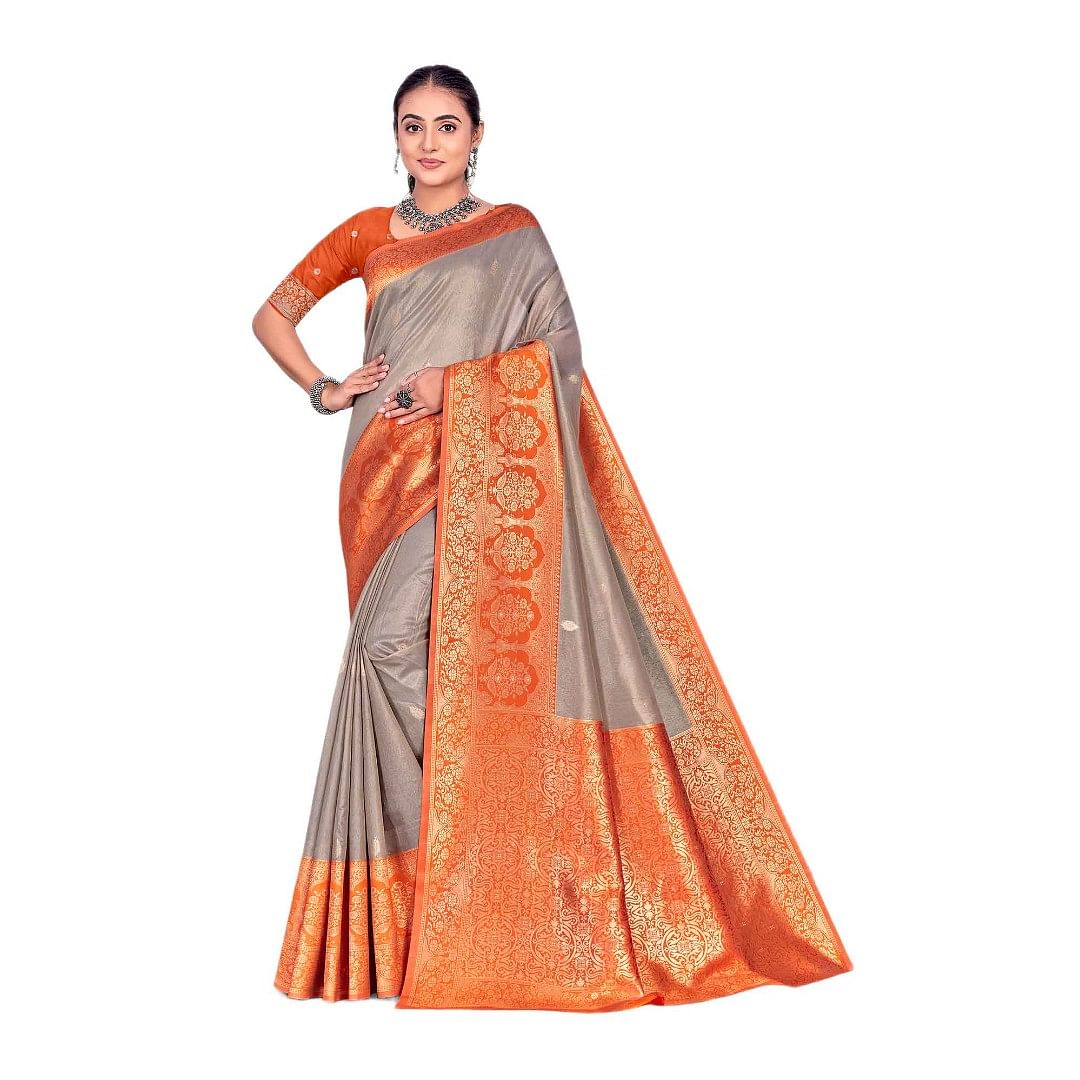 Authenzaa Women Saree YIWS041 Grey 
