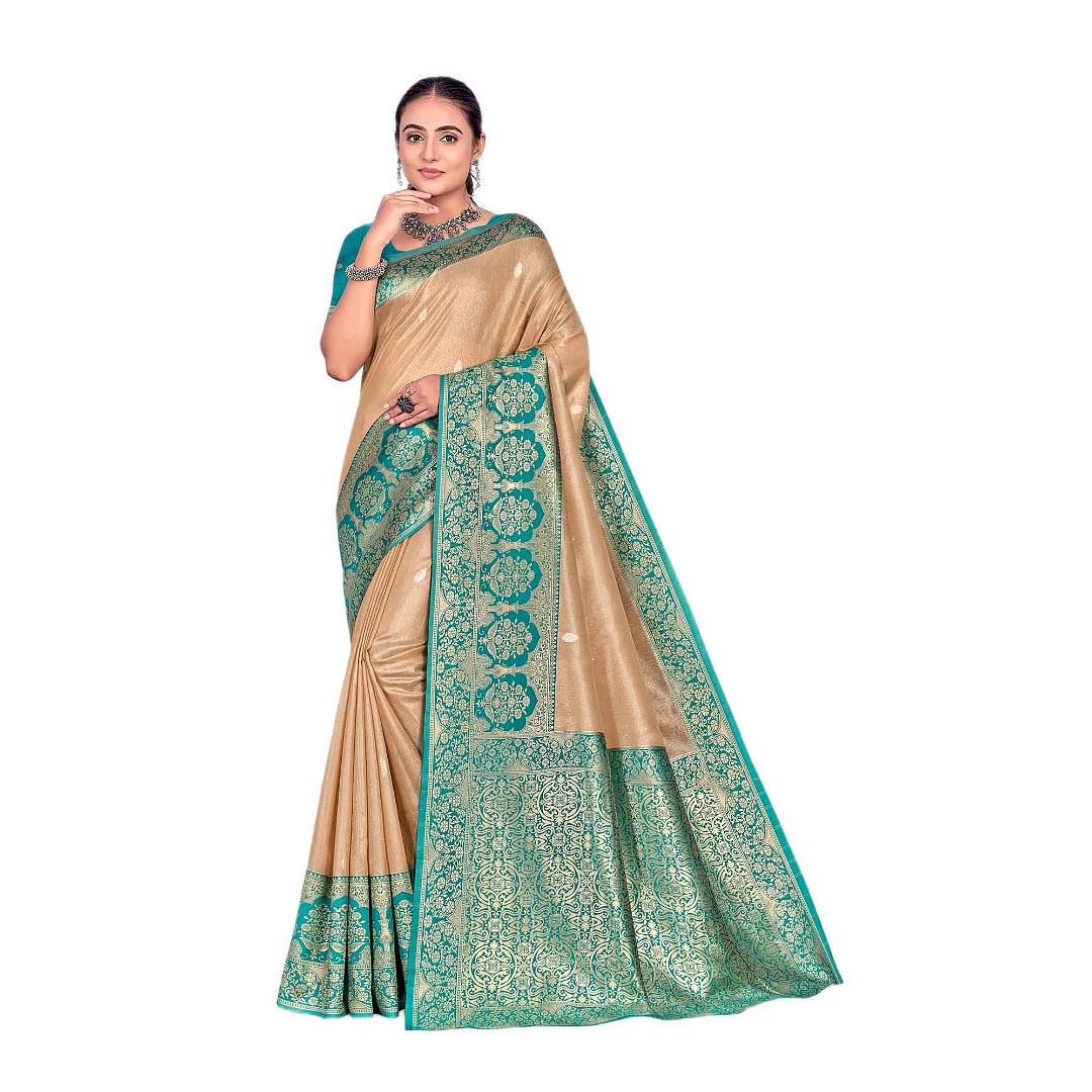 Authenzaa Women Saree YIWS041 Light Brown 