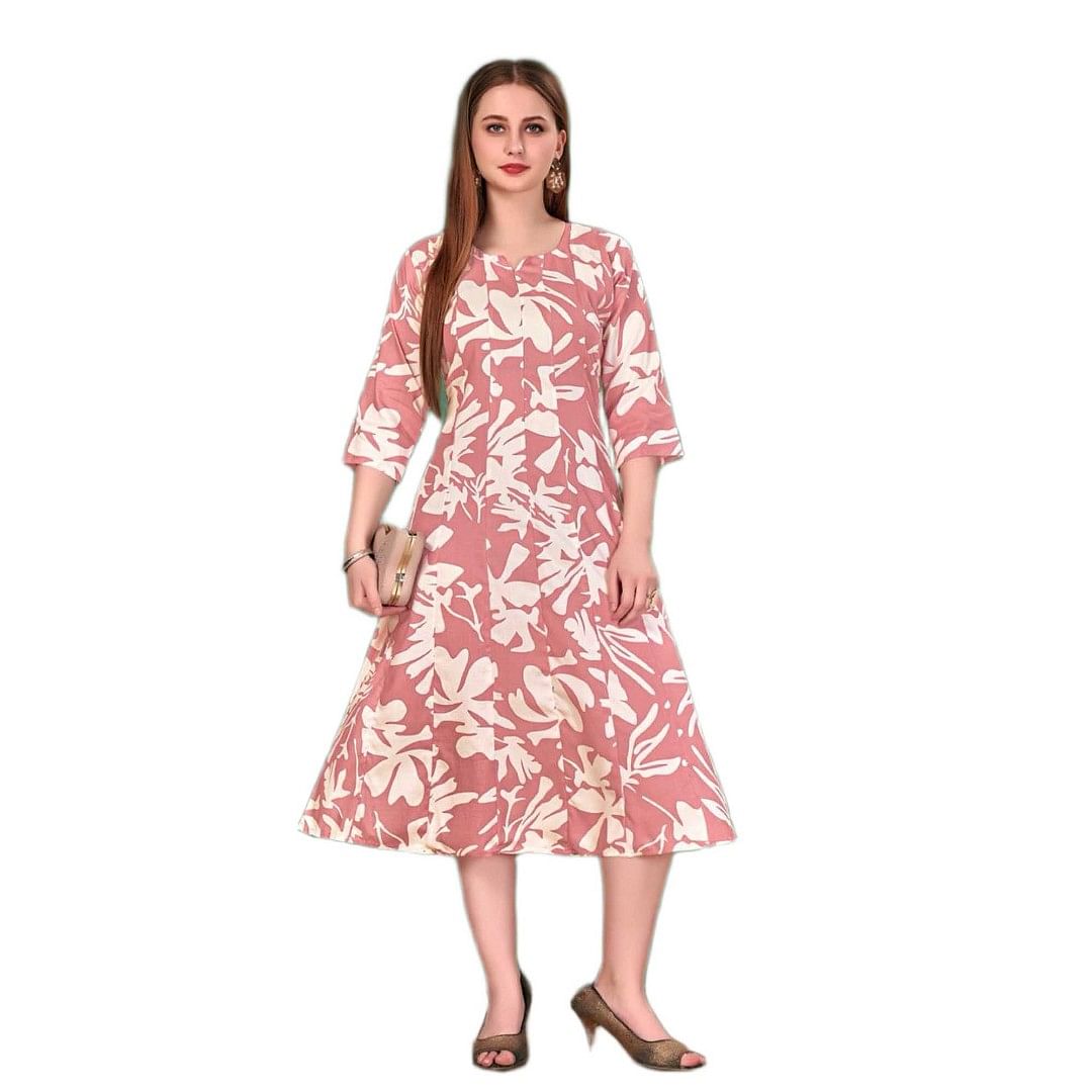 Authenzaa Women Kurti HFWKT002 White Peach 
