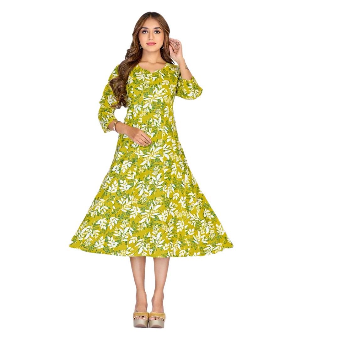 Authenzaa Women Kurti HFWKT003 White Yellow 