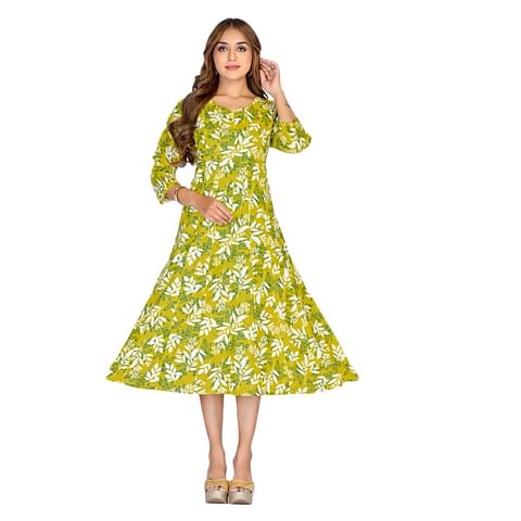 Authenzaa Women Kurti HFWKT003 White Yellow 