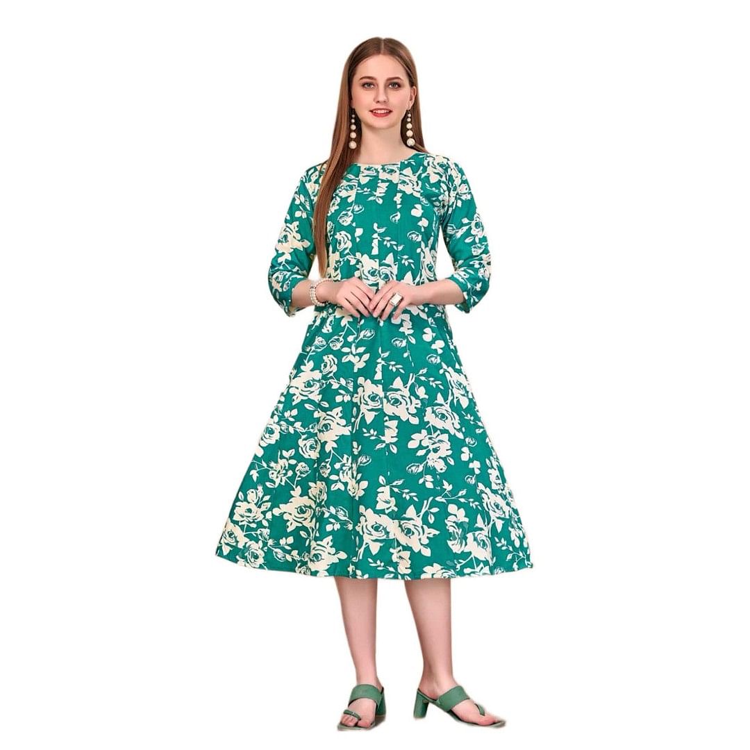Authenzaa Women Kurti HFWKT004 White Green 