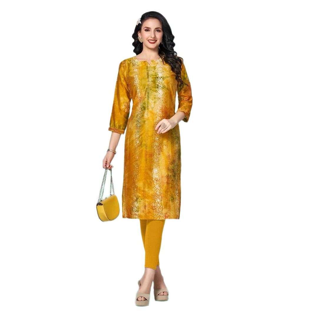 Authenzaa Women Kurti HFWKT016 Yellow 