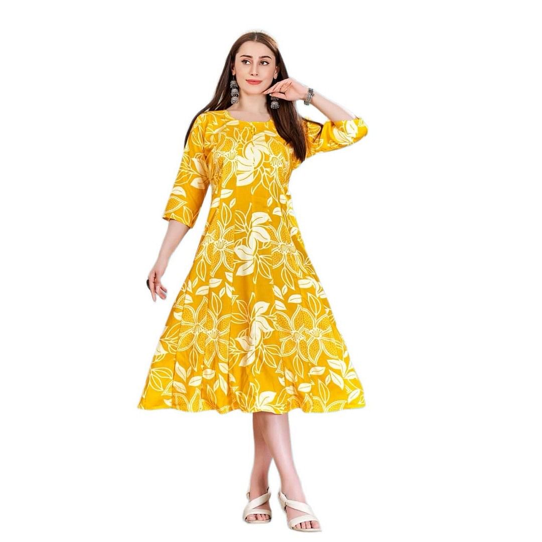 Authenzaa Women Kurti HFWKT001 Yellow 