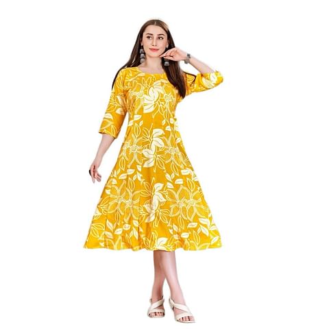 Authenzaa Women Kurti HFWKT001 Yellow 