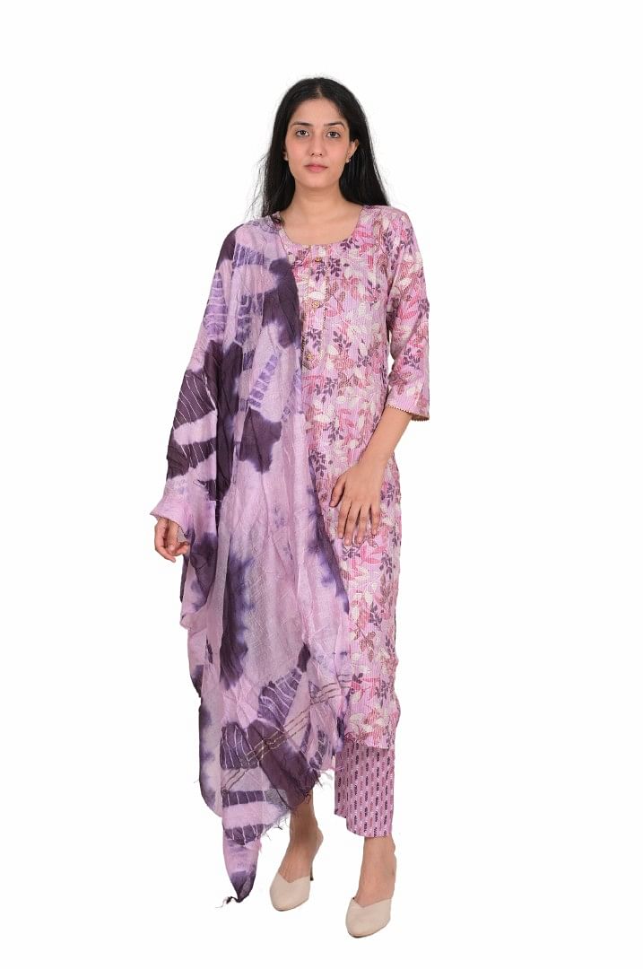 Authenzaa Women 3 Pcs Kurti Set SFBKS051 Pink 