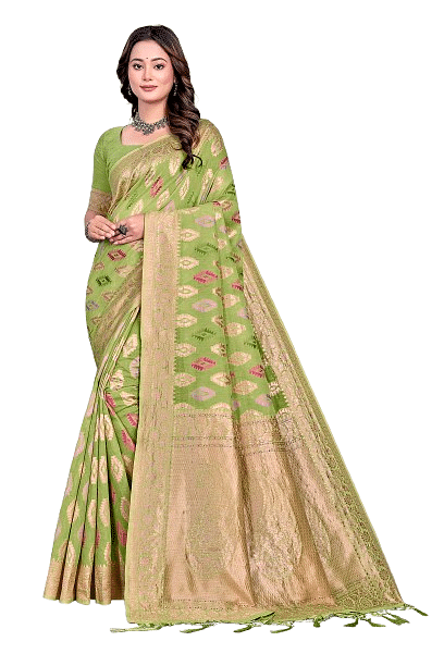 Authenzaa Women Saree YIWS035 Pista 