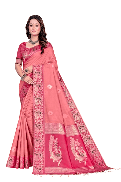 Authenzaa Women Saree YIWS032 Orange 