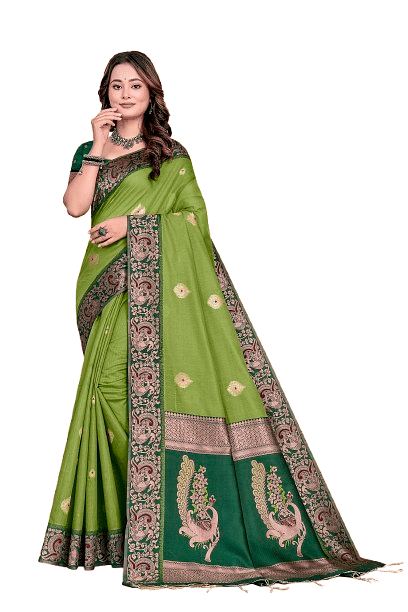 Authenzaa Women Saree YIWS032 Pista 