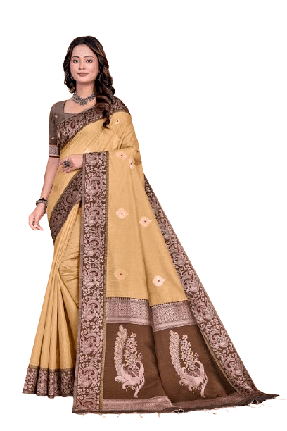 Authenzaa Women Saree YIWS032 Brown 