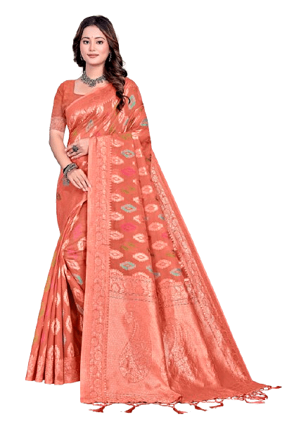 Authenzaa Women Saree YIWS035 Orange 
