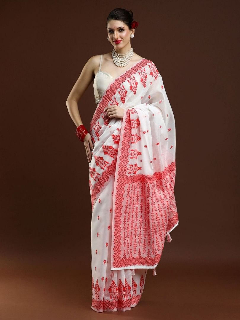 Authenzaa Women Saree YIWS043 Red 
