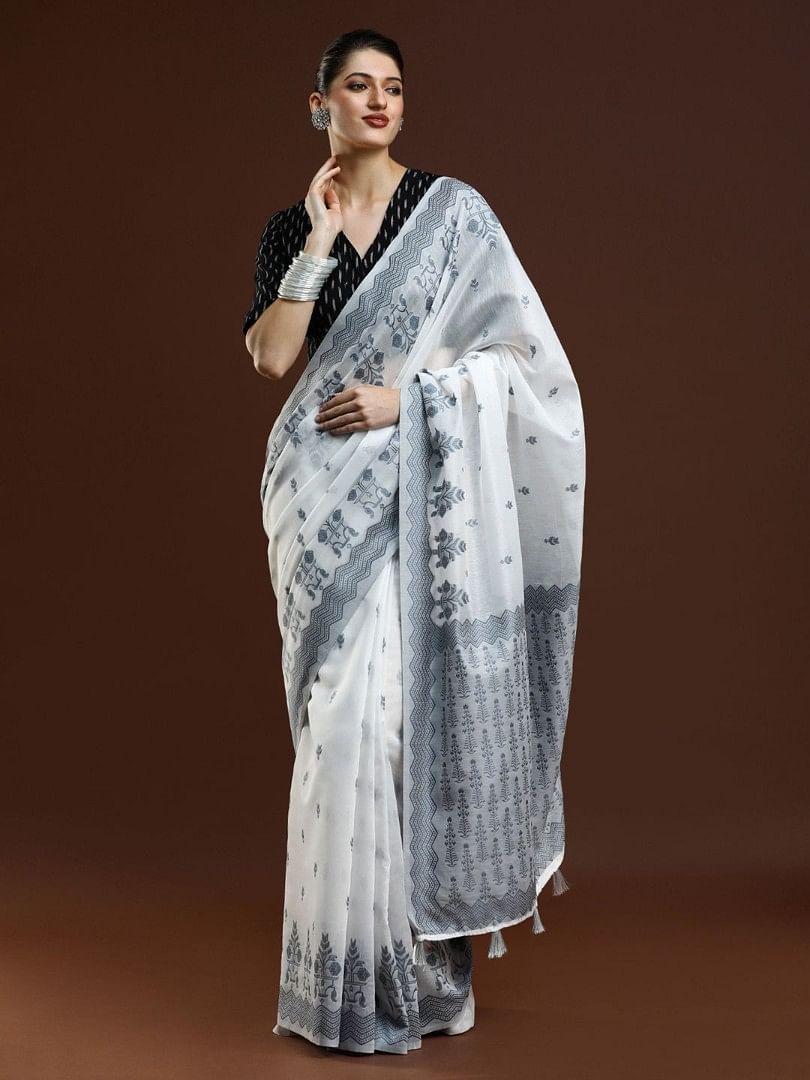 Authenzaa Women Saree YIWS043 Grey 