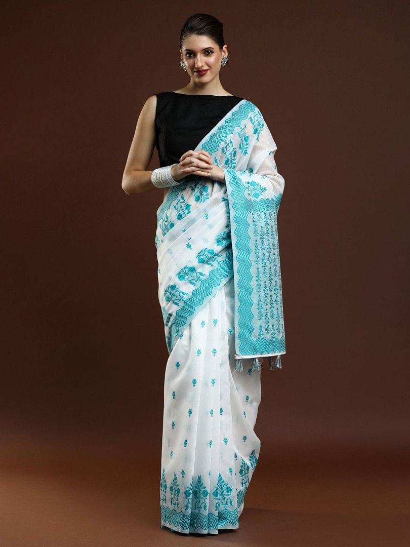 Authenzaa Women Saree YIWS043 Turqoise 