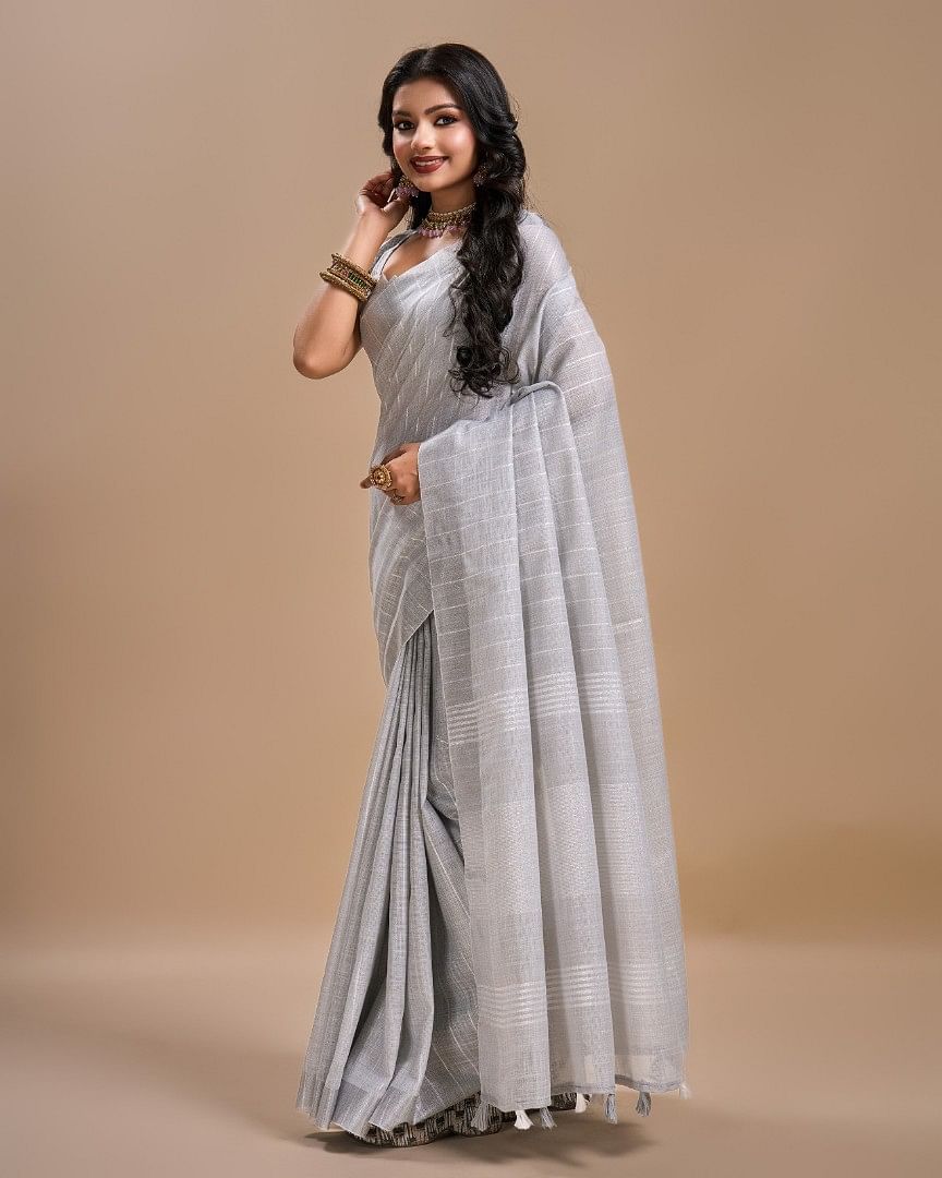Authenzaa Women Saree YIWS030 Grey 