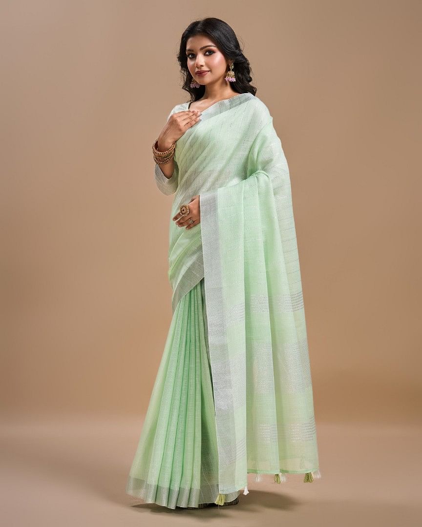 Authenzaa Women Saree YIWS030 Pista 