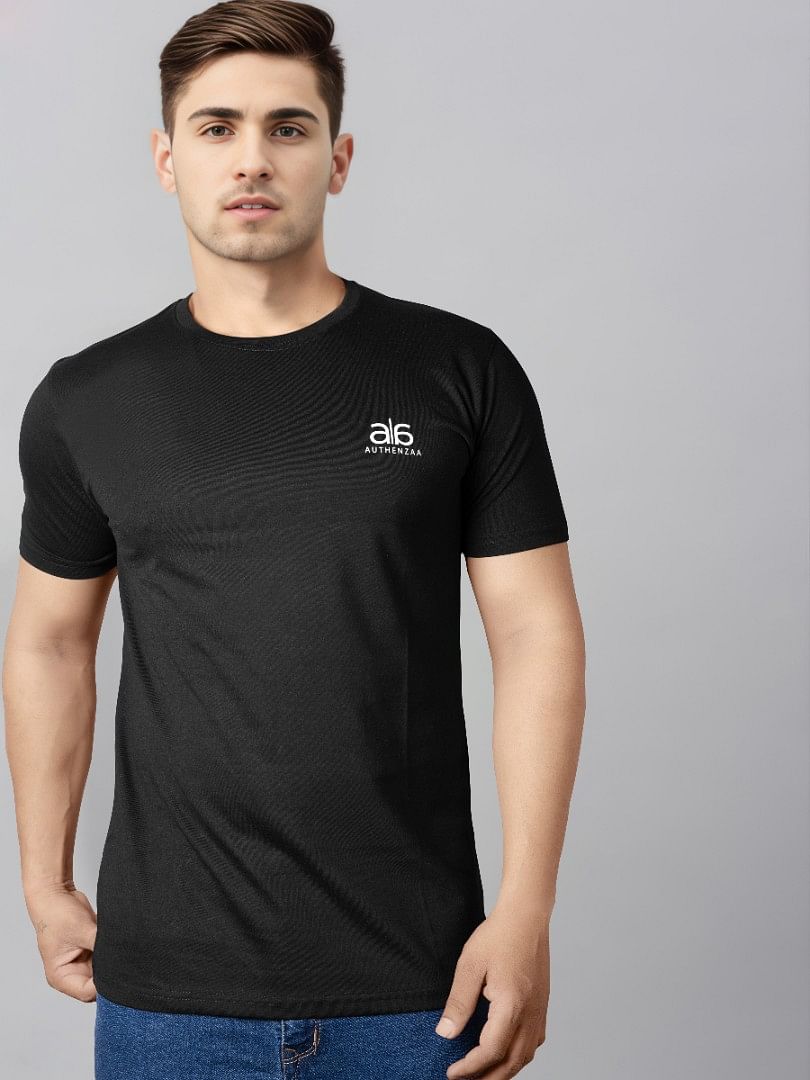 Authenzaa Flame Round Neck T-Shirt Black