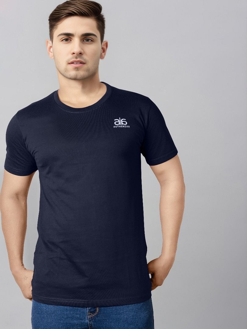 Authenzaa Flame Round Neck T-Shirt Navy Blue