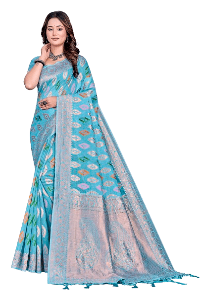 Authenzaa Women Saree YIWS035 Turqoise 