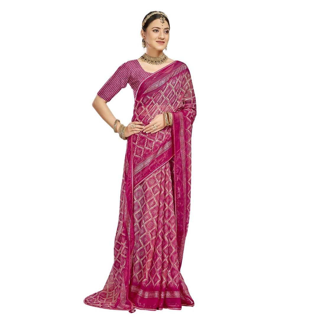 Authenzaa Women Saree RRWS011 Maroon 
