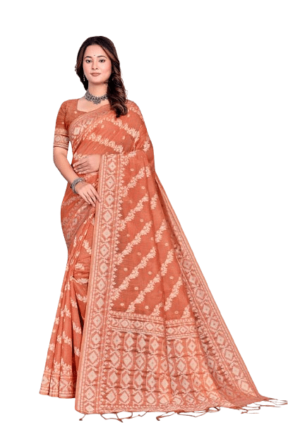 Authenzaa Women Saree YIWS046 Orange 
