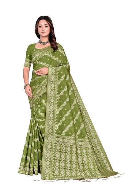 Authenzaa Women Saree YIWS046 Pista 