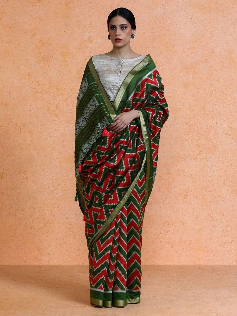 Authenzaa Women Saree YIWS047 Red 