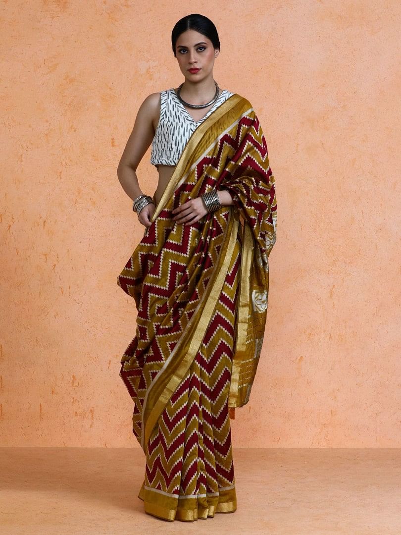 Authenzaa Women Saree YIWS047 Yellow 