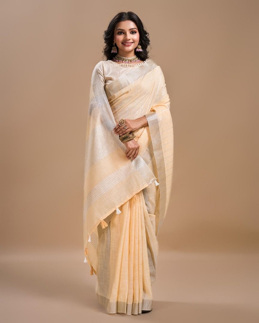Authenzaa Women Saree YIWS030 Almond 