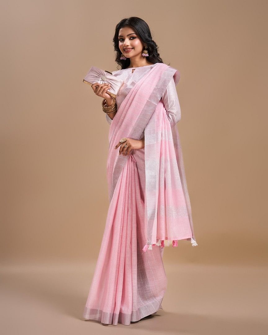 Authenzaa Women Saree YIWS030 Pink 