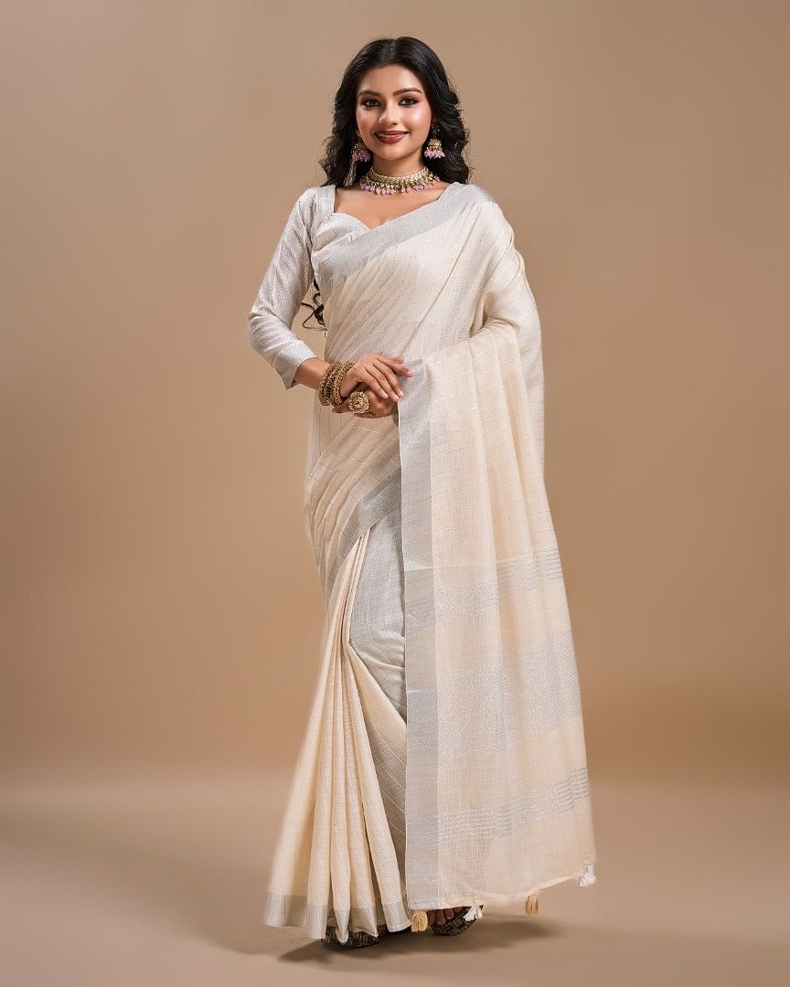 Authenzaa Women Saree YIWS030 Peach 