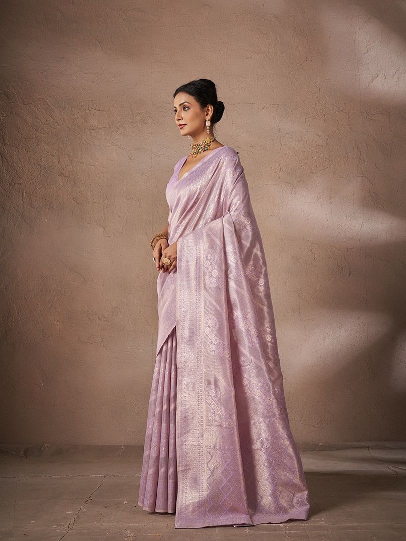 Authenzaa Women Saree YIWS049 Lavender 
