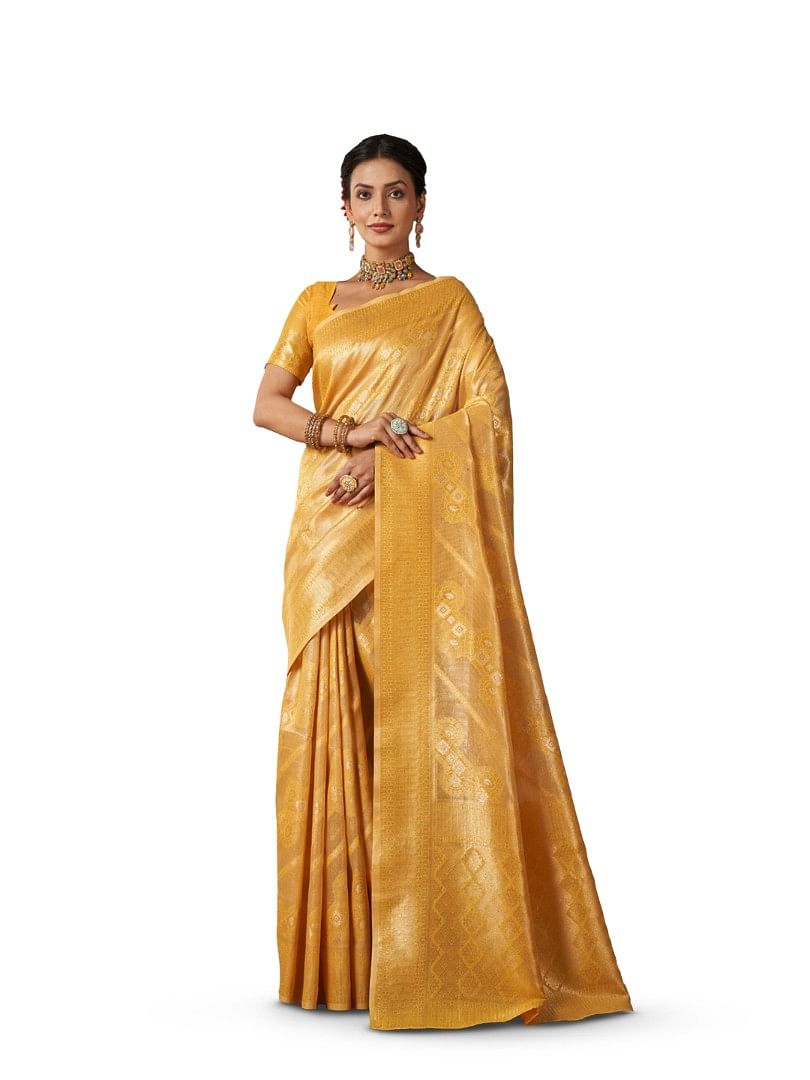 Authenzaa Women Saree YIWS049 Gold 